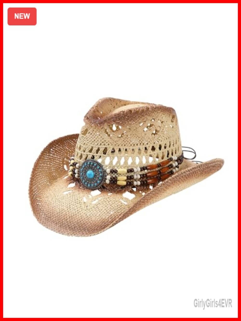 Western Cowboy Hat Adult Wide Brim Paper Straw Chin Strap